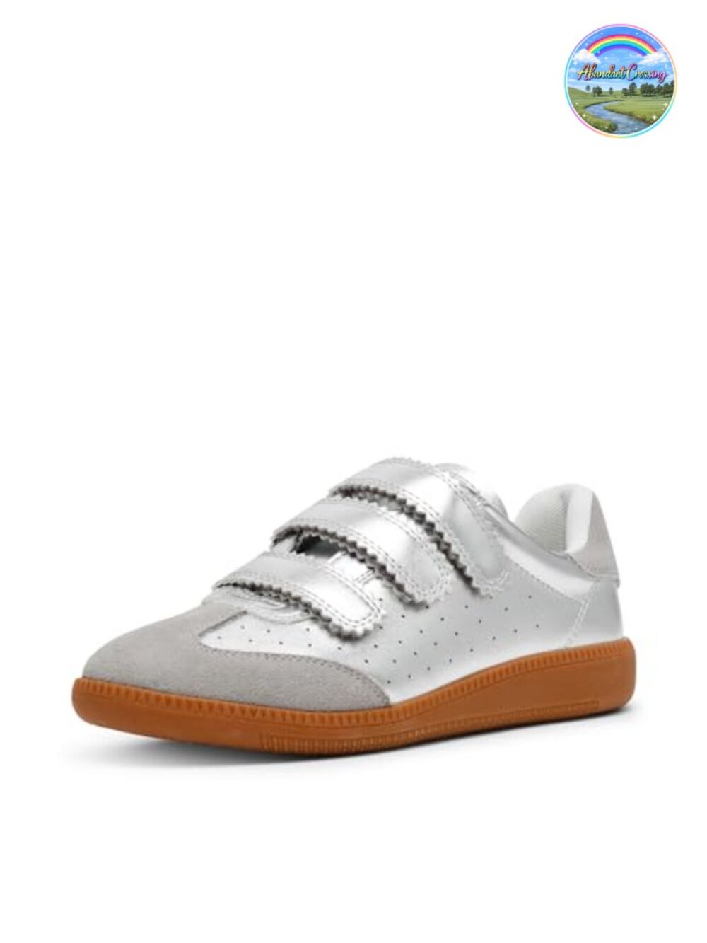 Women's Leather & Suede Fashion Sneakers with Velcro Straps - True to Size